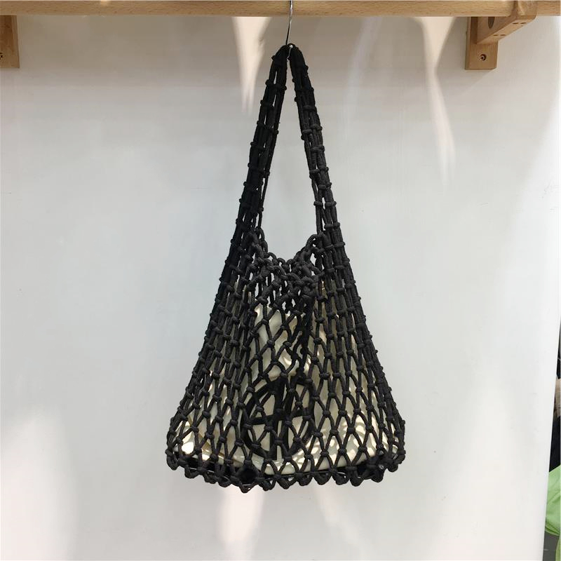 Large Capacity Handmade Woven Fishing Net Tote Bag - Korean Instagram Style Spring/Summer Shoulder Bag for Women Large Capacity Handmade Woven Fishing Net Tote Bag - Korean Instagram Style Spring/Summer Shoulder Bag for Women