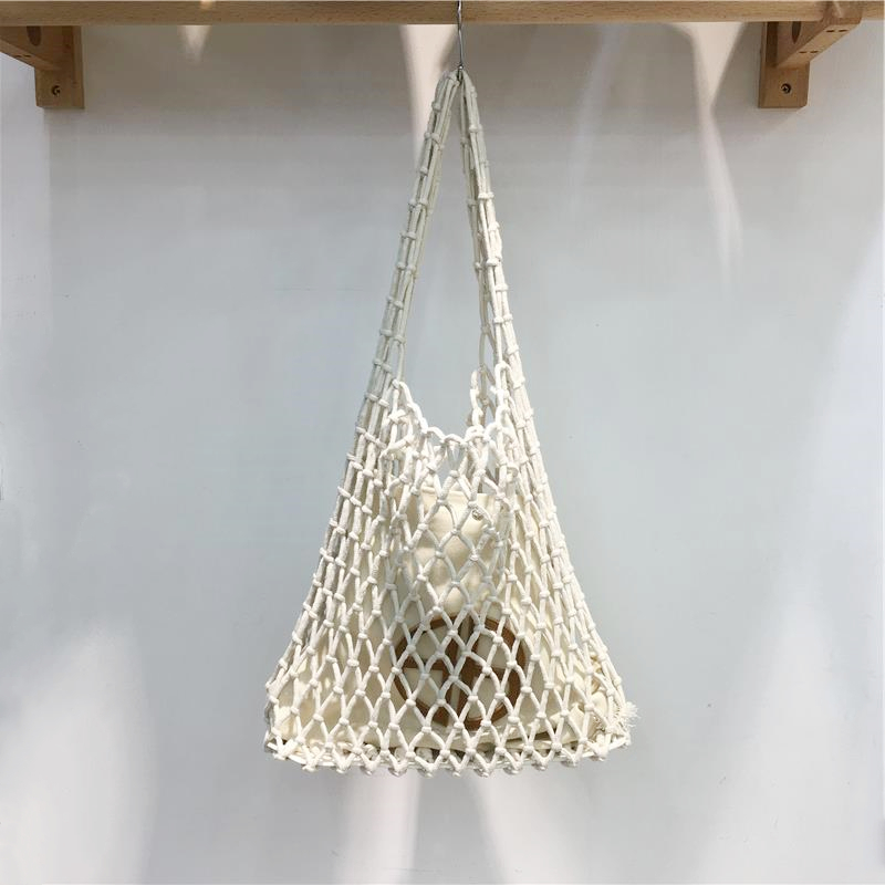 Large Capacity Handmade Woven Fishing Net Tote Bag - Korean Instagram Style Spring/Summer Shoulder Bag for Women Large Capacity Handmade Woven Fishing Net Tote Bag - Korean Instagram Style Spring/Summer Shoulder Bag for Women