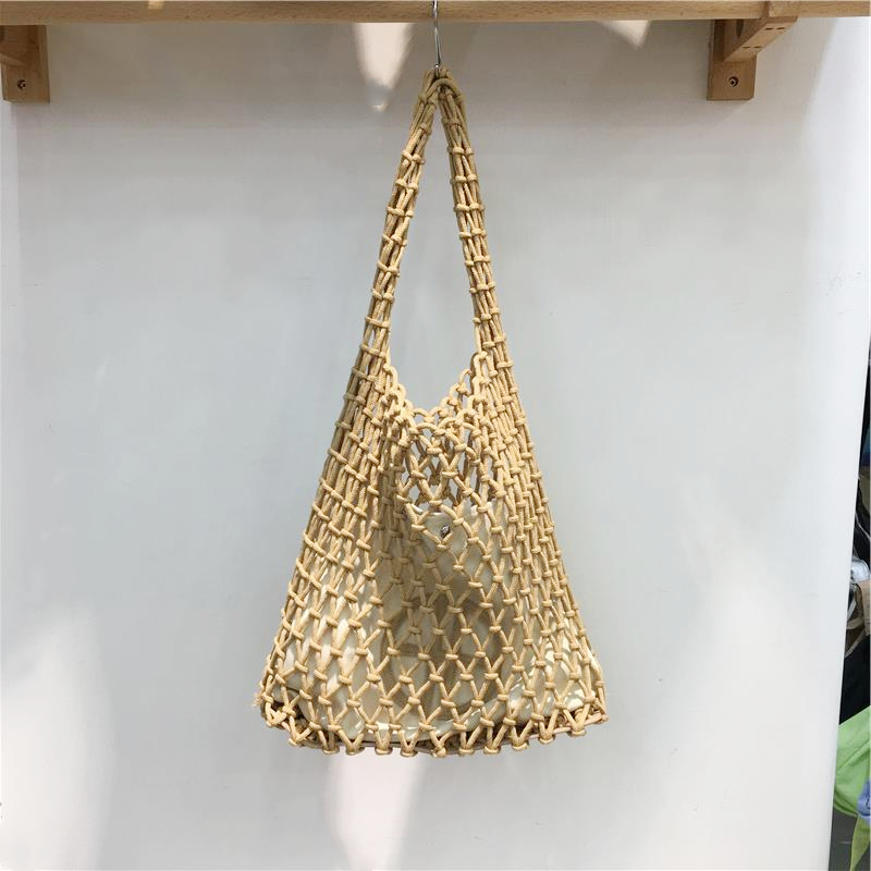 Large Capacity Handmade Woven Fishing Net Tote Bag - Korean Instagram Style Spring/Summer Shoulder Bag for Women Large Capacity Handmade Woven Fishing Net Tote Bag - Korean Instagram Style Spring/Summer Shoulder Bag for Women