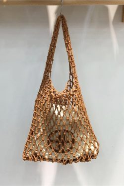 Large Capacity Handmade Woven Fishing Net Tote Bag - Korean Instagram Style Spring/Summer Shoulder Bag for Women