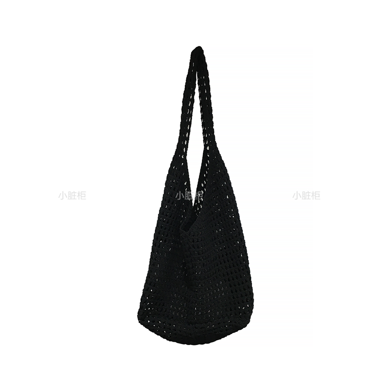 Large Capacity Hollow Mesh Net Tote Bag - Fashionable Knitted Woven Shoulder Bag for Summer, Lazy Style, Trendy Ins Aesthetic Large Capacity Hollow Mesh Net Tote Bag - Fashionable Knitted Woven Shoulder Bag for Summer, Lazy Style, Trendy Ins Aesthetic