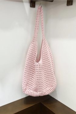 Large Capacity Hollow Mesh Net Tote Bag - Fashionable Knitted Woven Shoulder Bag for Summer, Lazy Style, Trendy Ins Aesthetic