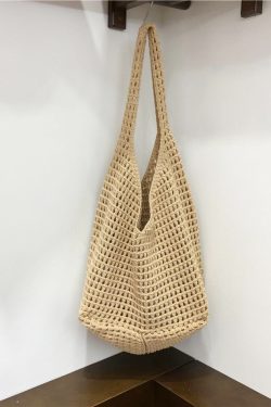 Large Capacity Hollow Mesh Net Tote Bag - Fashionable Knitted Woven Shoulder Bag for Summer, Lazy Style, Trendy Ins Aesthetic