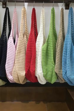 Large Capacity Hollow Mesh Net Tote Bag - Fashionable Knitted Woven Shoulder Bag for Summer, Lazy Style, Trendy Ins Aesthetic