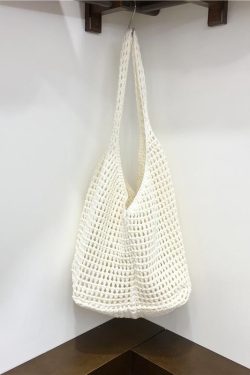 Large Capacity Hollow Mesh Net Tote Bag - Fashionable Knitted Woven Shoulder Bag for Summer, Lazy Style, Trendy Ins Aesthetic