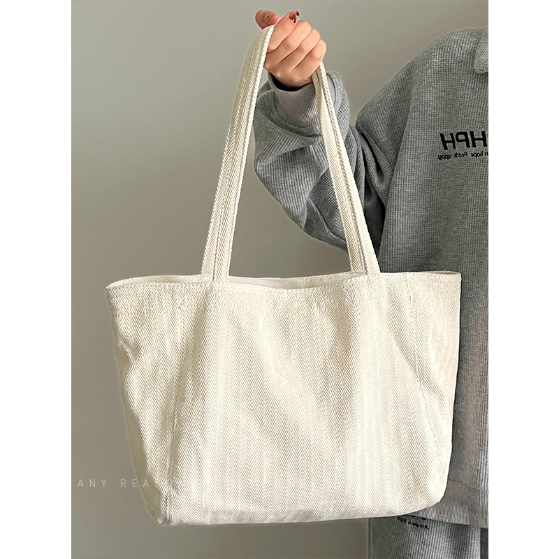 Large Capacity Korean Style Diagonal Stripe Canvas Tote Bag for Women - Casual Commuting Shoulder Bag Large Capacity Korean Style Diagonal Stripe Canvas Tote Bag for Women - Casual Commuting Shoulder Bag