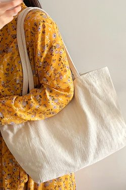 Large Capacity Korean Style Diagonal Stripe Canvas Tote Bag for Women - Casual Commuting Shoulder Bag