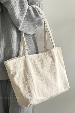 Large Capacity Korean Style Diagonal Stripe Canvas Tote Bag for Women - Casual Commuting Shoulder Bag