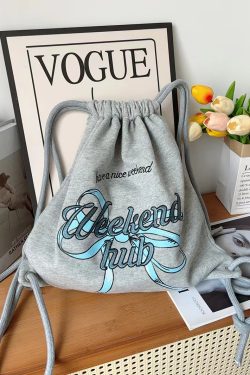 Large Capacity Minimalist Printed Letter Backpack - Versatile Canvas Drawstring Commuting School Bag 2025