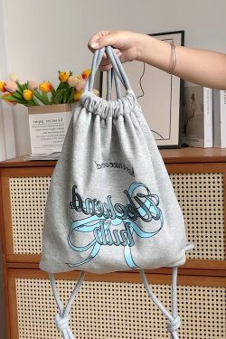 Large Capacity Minimalist Printed Letter Backpack - Versatile Canvas Drawstring Commuting School Bag 2025