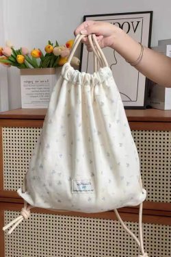 Large Capacity Minimalist Printed Letter Backpack - Versatile Canvas Drawstring Commuting School Bag 2025