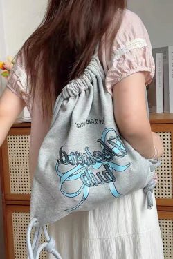 Large Capacity Minimalist Printed Letter Backpack - Versatile Canvas Drawstring Commuting School Bag 2025