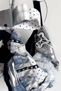 Large Capacity Patchwork Dumpling Lace Polka Dot Canvas Tote Bag for Students, Bow Detail Single Shoulder Crossbody Style