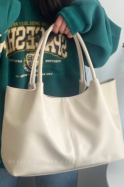 Large Capacity PU Leather Tote Bag for Women - Versatile Korean Style Fashion Commuting Shoulder Bag 2024