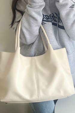 Large Capacity PU Leather Tote Bag for Women - Versatile Korean Style Fashion Commuting Shoulder Bag 2024