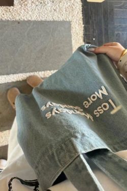 Large Capacity Retro Denim Canvas Tote Bag for Commuters and College Students - Embroidered Shoulder Handbag