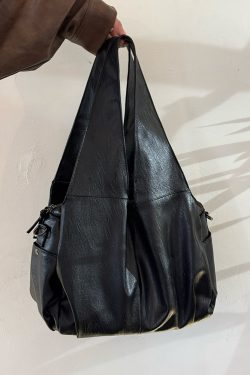 Large Capacity Retro Tote Bag for Women, Soft Leather Handbag, Versatile Motorcycle Style, High-End Niche Fashion Accessory