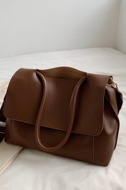 Large Capacity Soft Leather Handbag - Retro Minimalist Tote Shoulder Bag for Women