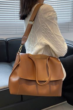 Large Capacity Soft Leather Handbag - Retro Minimalist Tote Shoulder Bag for Women