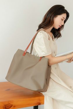 Large Capacity Solid Color Oxford Cloth Tote Bag for Women - Versatile Shoulder Bag for Commuting & Everyday Use