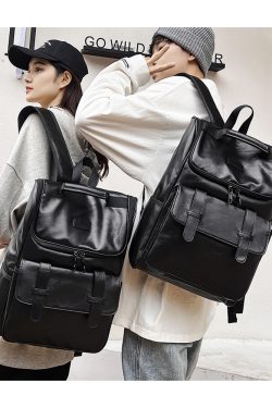 Large Capacity Unisex Genuine Leather Backpack for Travel & School - European American Style Double Shoulder Laptop Bag