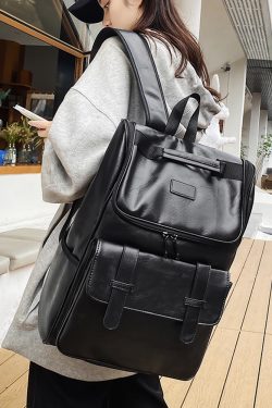 Large Capacity Unisex Genuine Leather Backpack for Travel & School - European American Style Double Shoulder Laptop Bag