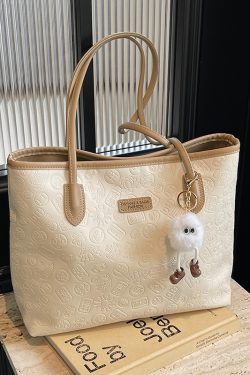 Large Capacity Women's Casual Shoulder Bag - 2025 Fashionable Embossed Tote for Commuting & Classroom Style