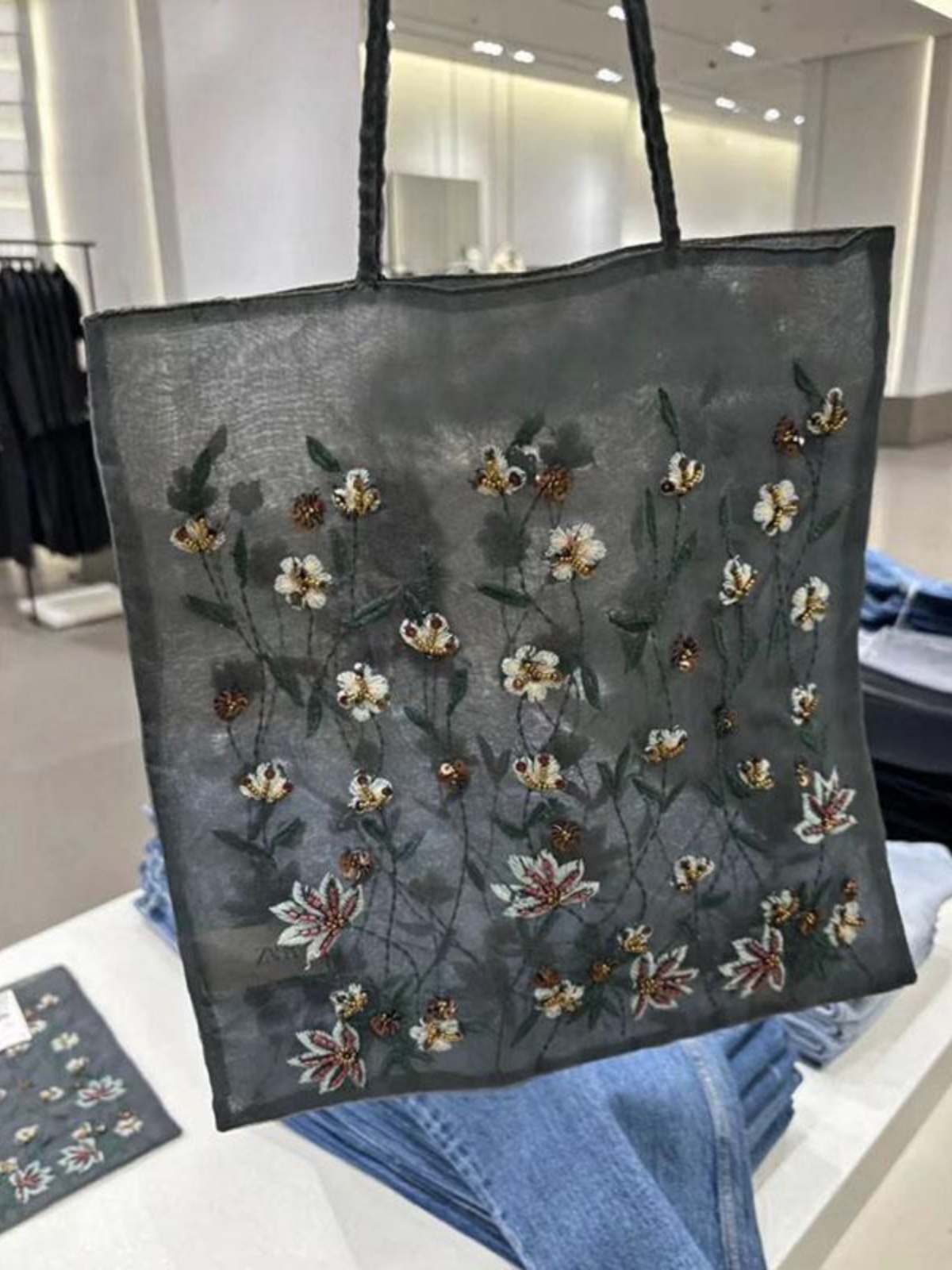 Large Capacity Women's Commuter Tote Bag - 2025 New Embroidered Floral Daisy Mesh Design Large Capacity Women's Commuter Tote Bag - 2025 New Embroidered Floral Daisy Mesh Design