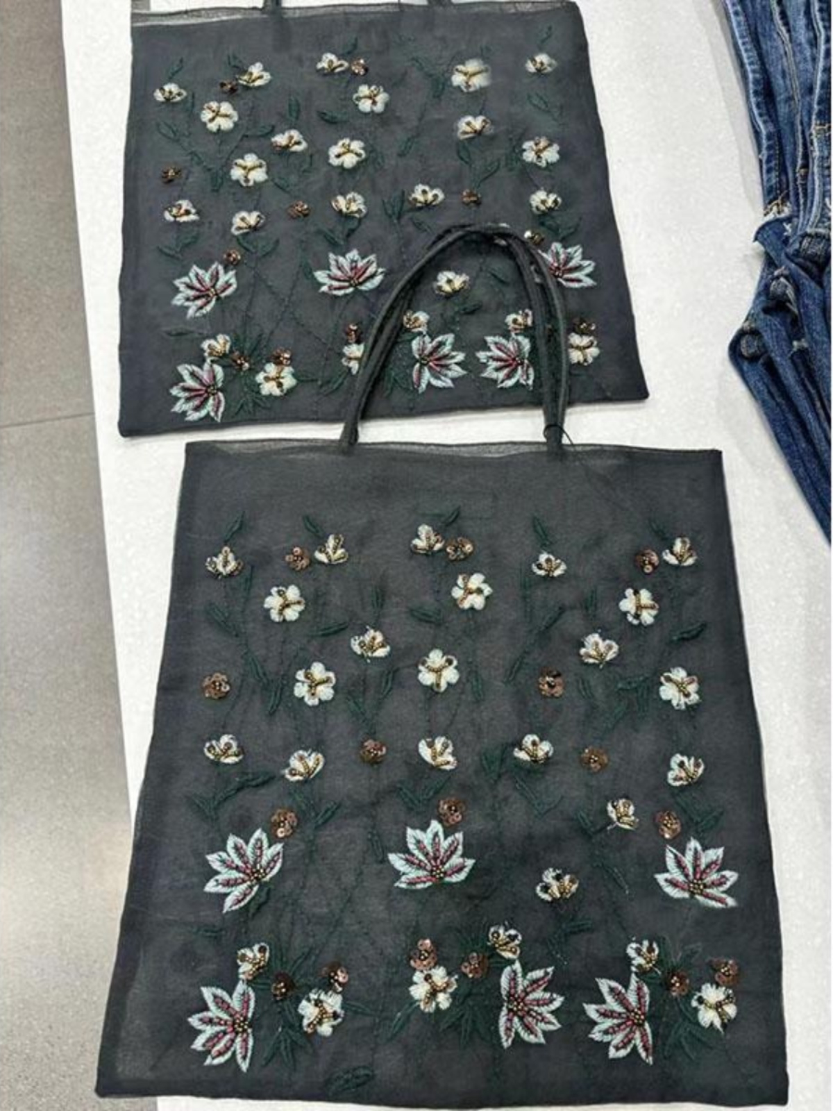 Large Capacity Women's Commuter Tote Bag - 2025 New Embroidered Floral Daisy Mesh Design Large Capacity Women's Commuter Tote Bag - 2025 New Embroidered Floral Daisy Mesh Design