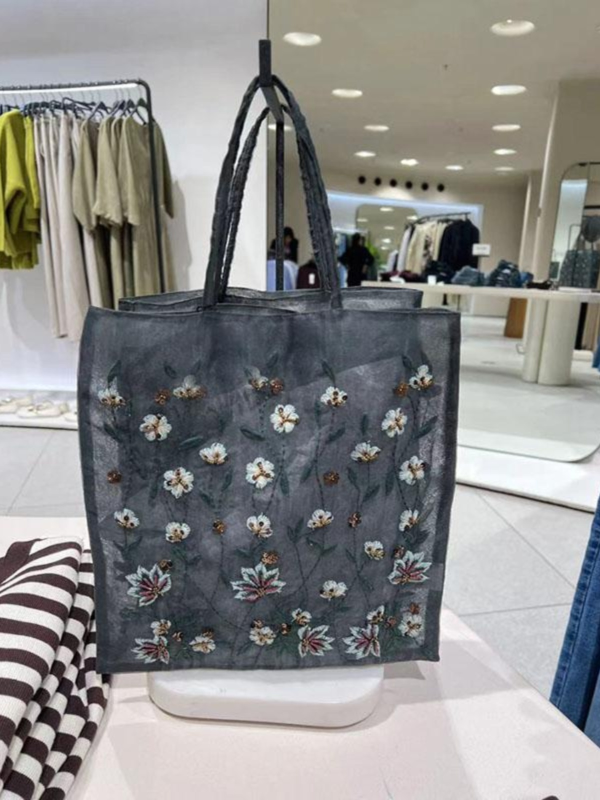 Large Capacity Women's Commuter Tote Bag - 2025 New Embroidered Floral Daisy Mesh Design Large Capacity Women's Commuter Tote Bag - 2025 New Embroidered Floral Daisy Mesh Design