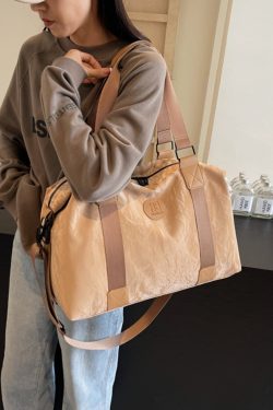 Large Capacity Women's Travel Bag - Solid Color, Portable Hand-Held Design, Ideal for Maternity, Sports, Gym, and Luggage.