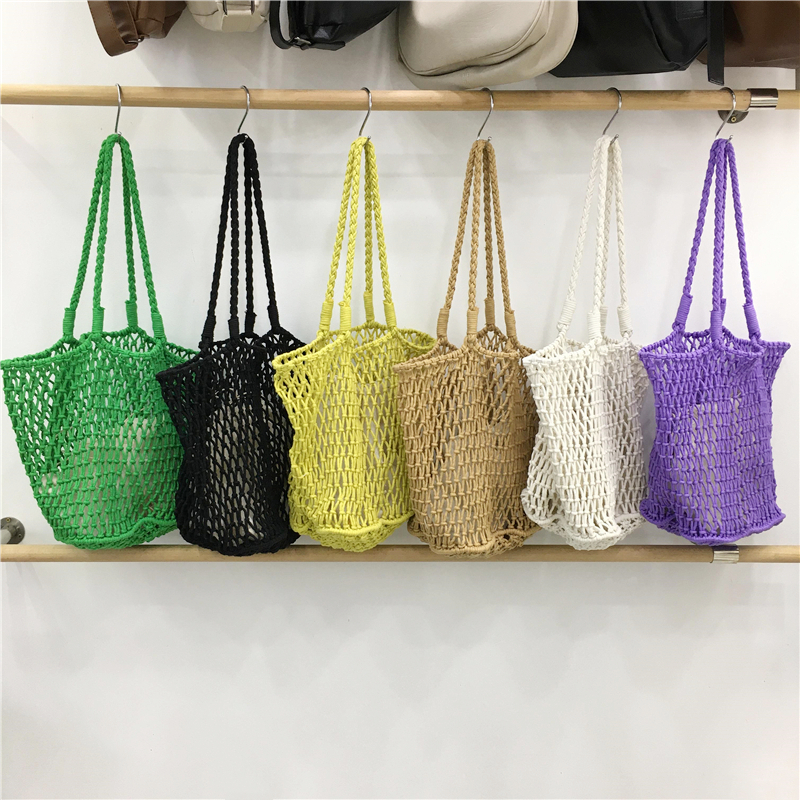 Large Capacity Woven Fishing Net Beach Bag - Stylish Summer Shoulder Tote for Vacation, Underarm Carry, and Casual Outings Large Capacity Woven Fishing Net Beach Bag - Stylish Summer Shoulder Tote for Vacation, Underarm Carry, and Casual Outings
