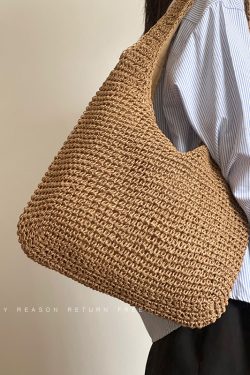 Large Capacity Woven Straw Tote Bag for Women - Summer 2024 Beach Vacation Shoulder Bag