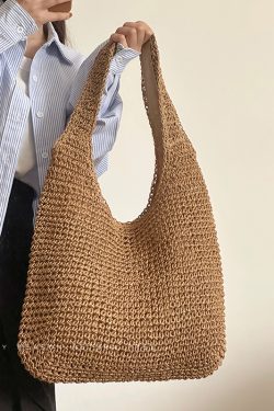 Large Capacity Woven Straw Tote Bag for Women - Summer 2024 Beach Vacation Shoulder Bag