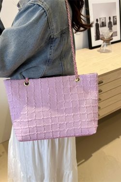 Large Textured Retro Handbag for Women - Trendy 2025 Korean Style Shoulder Tote Bag with High Capacity