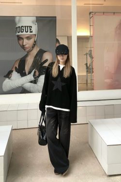 Layered Art Spring American Star Patchwork Fake Two-Piece Long Sleeve Sweatshirt Unisex Loose Fit Versatile Couple Top