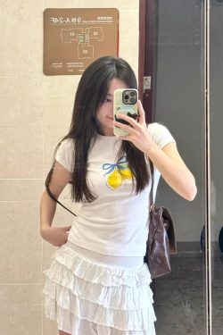 Lemon Bow Tie Printed Short Sleeve Slim Fit Cotton T-Shirt - 25SS South Korea Ins Niche Age-Reducing High-Stretch Y2K Style