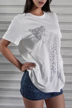 Leopard Print Loose-Fit T-shirt - Trendy Casual Top for 90s Inspired Street Style