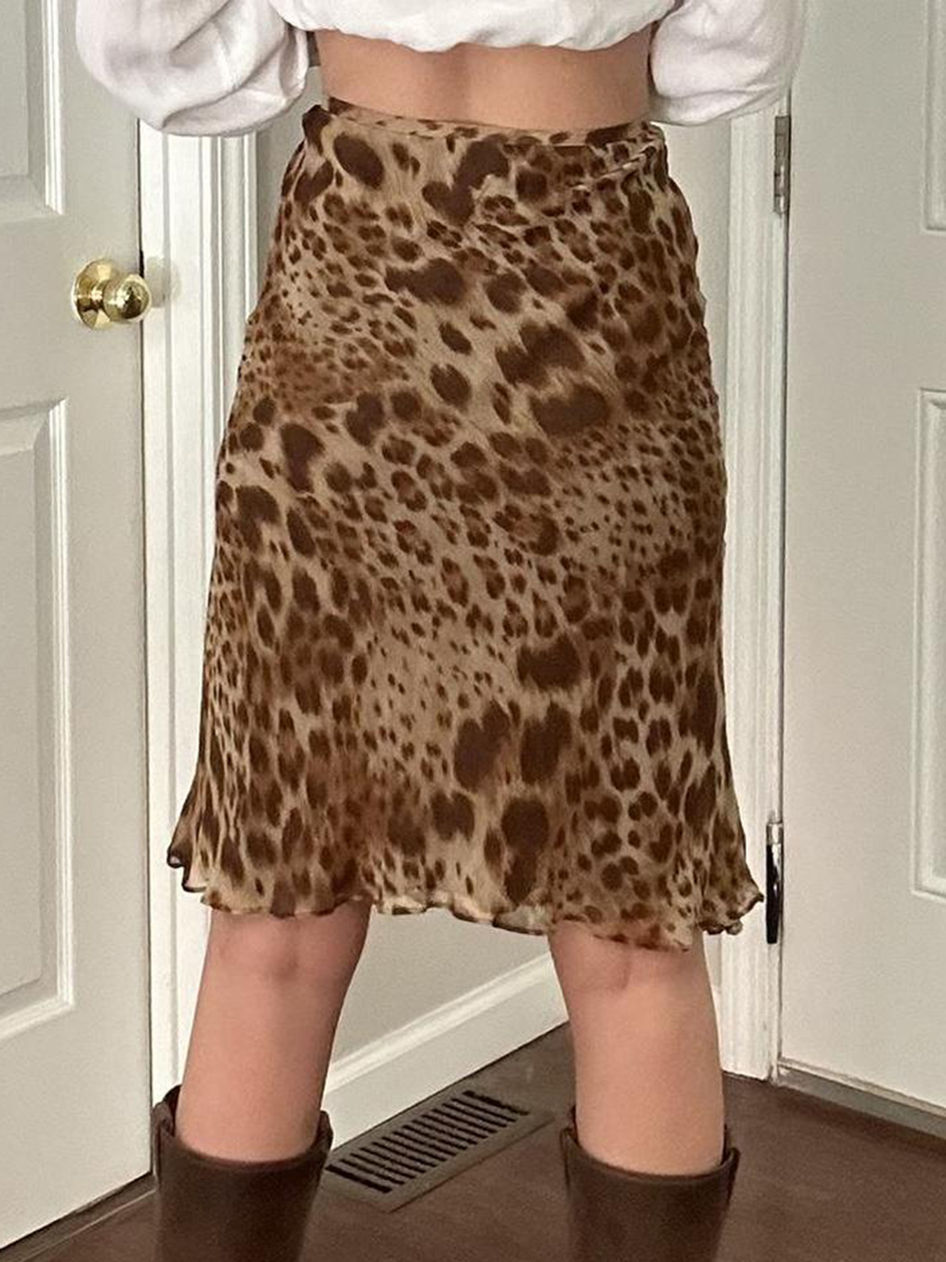 Leopard Print Mesh Skirt - Vintage Prairie Style Women's Straight Skirt, Niche Half Skirt, Boho Chic Fashion, 90s Inspired Leopard Print Mesh Skirt - Vintage Prairie Style Women's Straight Skirt, Niche Half Skirt, Boho Chic Fashion, 90s Inspired