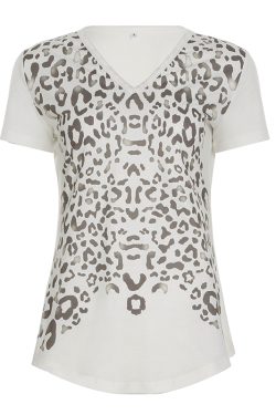 Leopard Print Mid-Length Short Sleeve T-Shirt for Women - V-Neck Personality Top, Street Style Summer Fashion