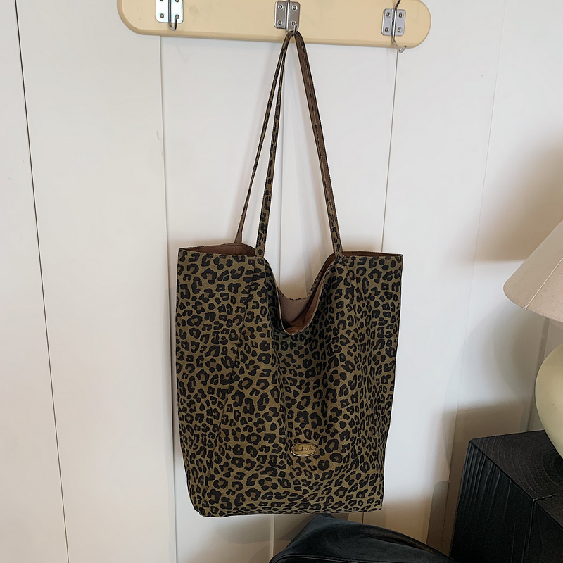 Leopard Print Reversible Canvas Tote Bag for Women, 2025 Trendy Large Capacity College Style Casual Bag Leopard Print Reversible Canvas Tote Bag for Women, 2025 Trendy Large Capacity College Style Casual Bag