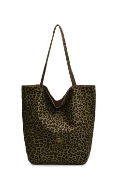 Leopard Print Reversible Canvas Tote Bag for Women, 2025 Trendy Large Capacity College Style Casual Bag