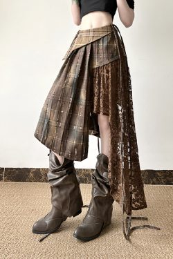 Light Asymmetrical Design Retro Midi Skirt for Women - Wandering Hippie Niche Spliced Style