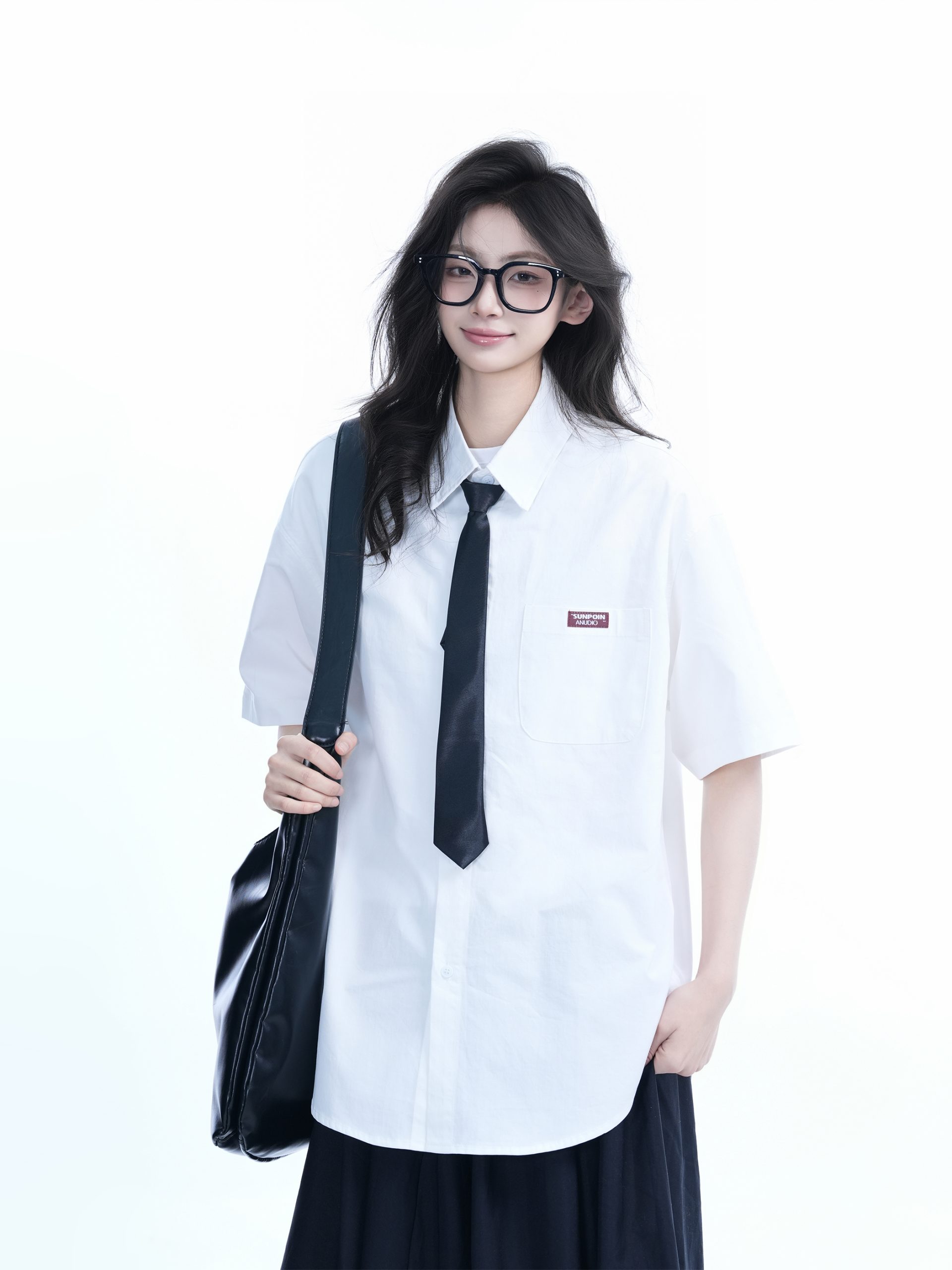 Light Blue Korean-Style Short Sleeve Shirt for Women - Summer Loose Fit Casual College Top with Quote Design Light Blue Korean-Style Short Sleeve Shirt for Women - Summer Loose Fit Casual College Top with Quote Design