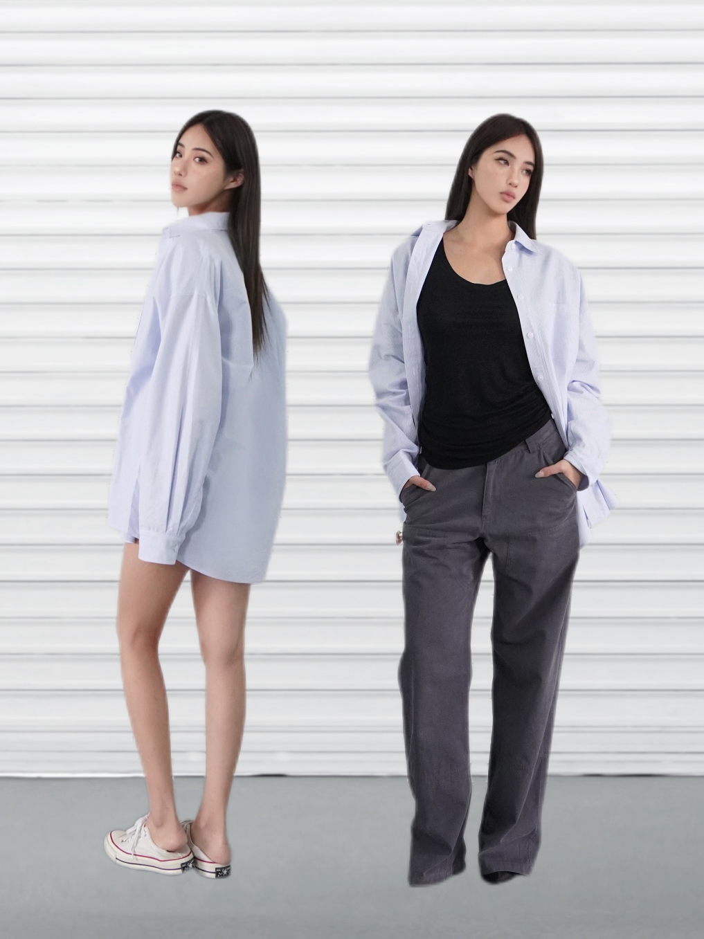 Light Blue Striped Casual Long Sleeve Shirt - Classic Loose Fit for Effortless Style, Perfect for 90s and Y2K Inspired Looks Light Blue Striped Casual Long Sleeve Shirt - Classic Loose Fit for Effortless Style, Perfect for 90s and Y2K Inspired Looks