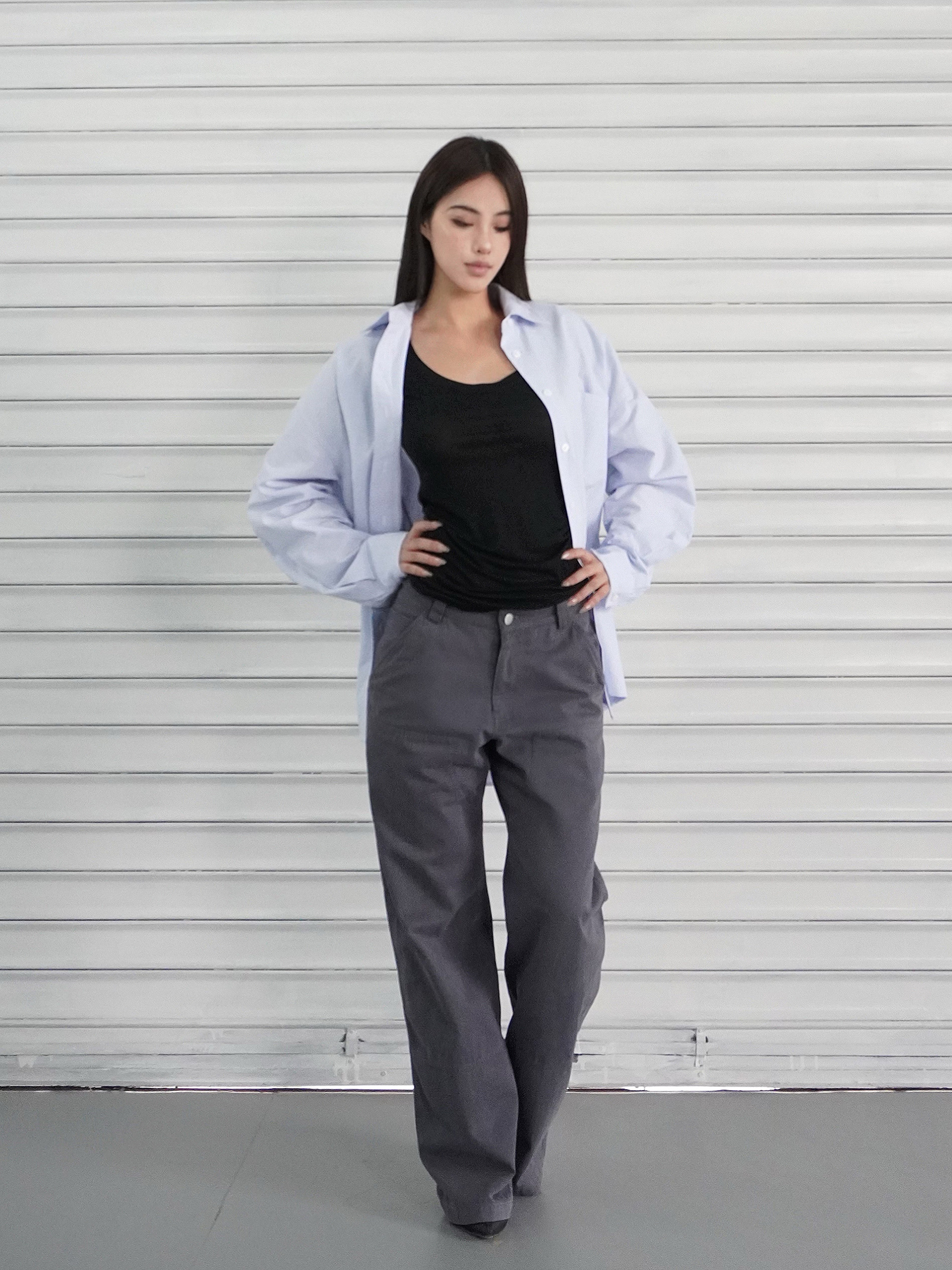 Light Blue Striped Casual Long Sleeve Shirt - Classic Loose Fit for Effortless Style, Perfect for 90s and Y2K Inspired Looks Light Blue Striped Casual Long Sleeve Shirt - Classic Loose Fit for Effortless Style, Perfect for 90s and Y2K Inspired Looks