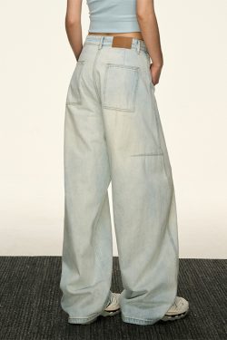 Light Blue Vintage Loose Denim Pants for Women - Summer Style High-End Drape Slim Straight Wide-Leg Trousers