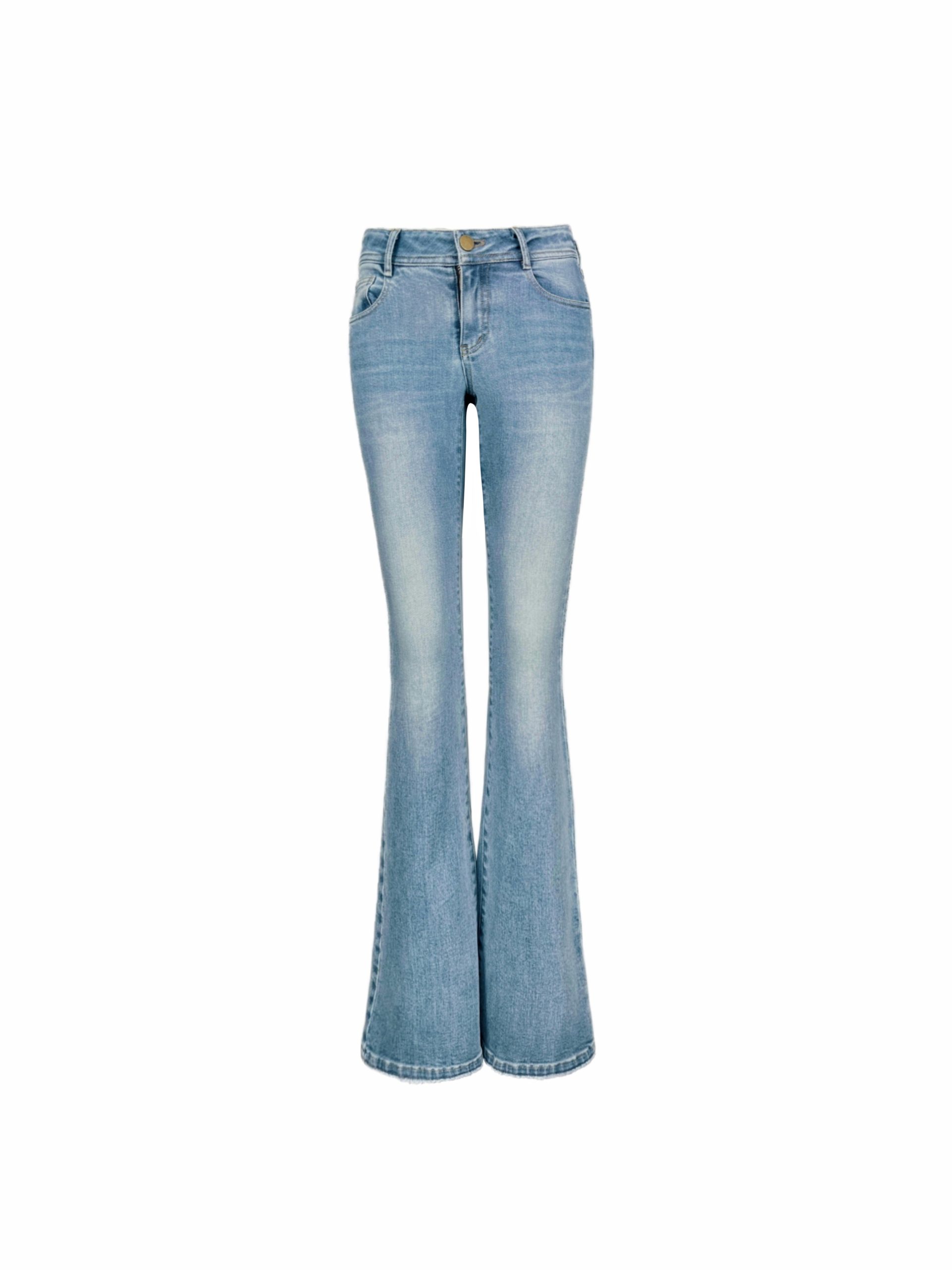 Light Blue Washed Low-Rise Slim-Fit Stretchy Flared Jeans - Vintage Y2K Style Denim Trousers for Trendy Casual Looks Light Blue Washed Low-Rise Slim-Fit Stretchy Flared Jeans - Vintage Y2K Style Denim Trousers for Trendy Casual Looks