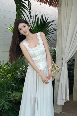 Light Fabric Summer Lace Trim Spliced Inner Knitted Vest Shirt for Women - Sweet & Spicy Style