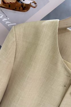 Light Khaki French-Style Short Blazer for Women, Spring Autumn 2025, Chic Mature Top, Korean Style Fashion